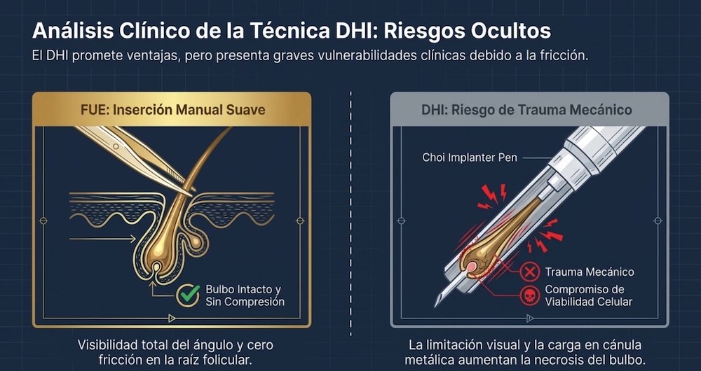 Riesgos ocultos técnica DNI en un injerto capilar